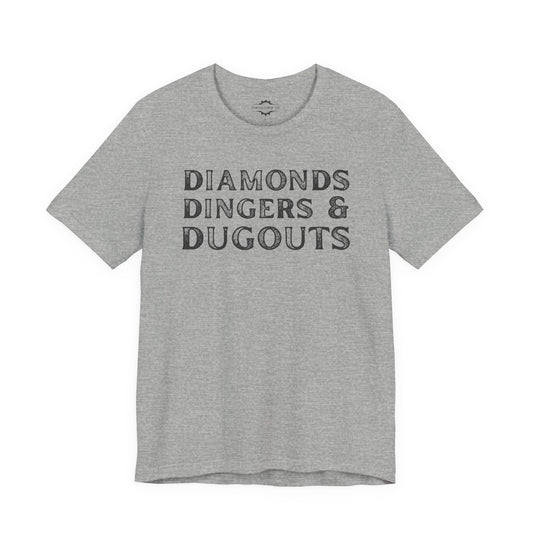 Diamonds Dingers & Dugouts | Softball Mom T-Shirt